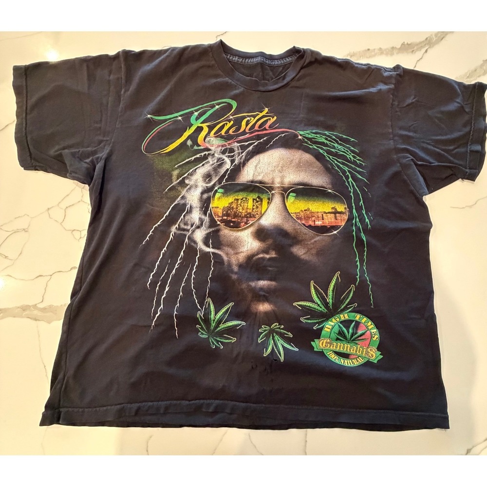 High‎ Times Cannabis Rasta Graphic T-Shirt Mens XL Black Short Sleeve Weed Tee